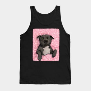 Grey pittie Valentine - illustrated dog portrait Tank Top